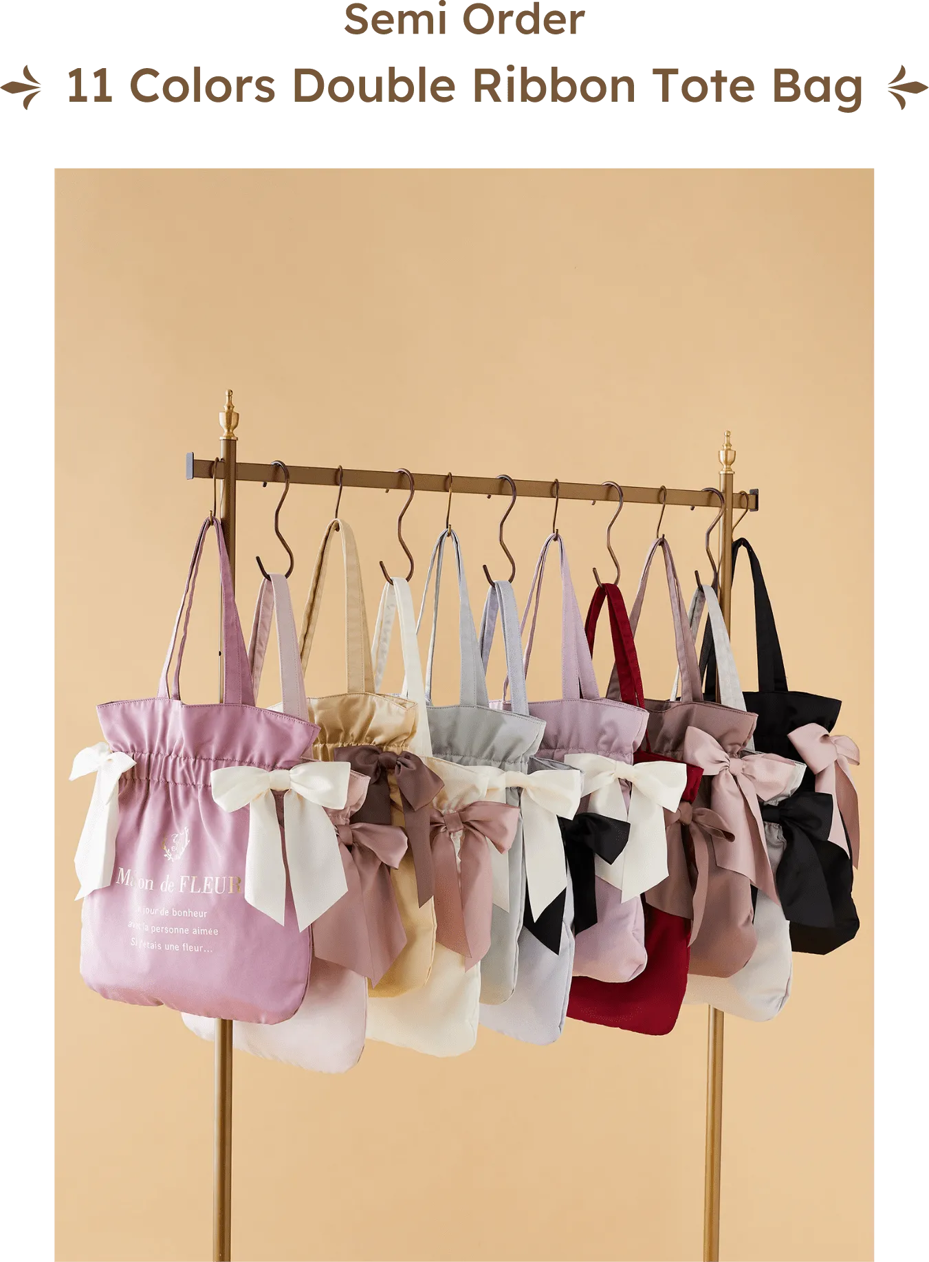 Semi Order 11 Colors Double Ribbon Tote Bag