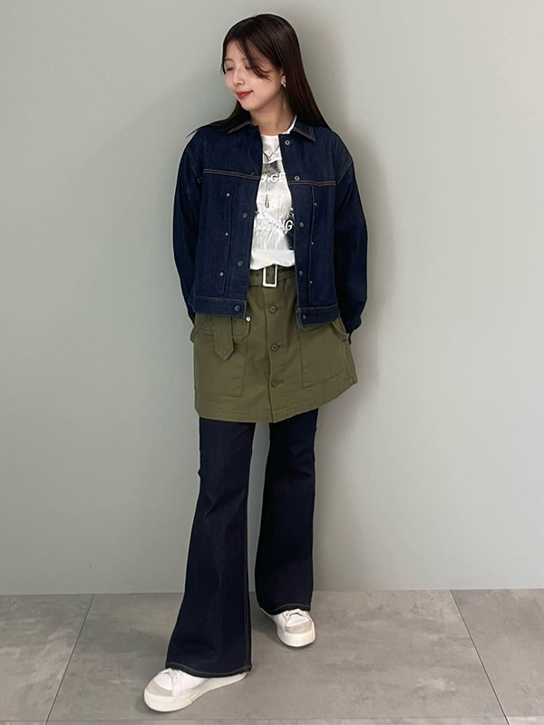 アウター くびれる ZIP UP COMPACT DENIM ジャケット レディース