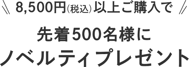 8,500円（税込）以上ご購入で先着500名様にノベルティプレゼント