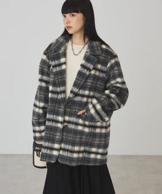 AMERICAN HOLIC シャギーチェックジャコット