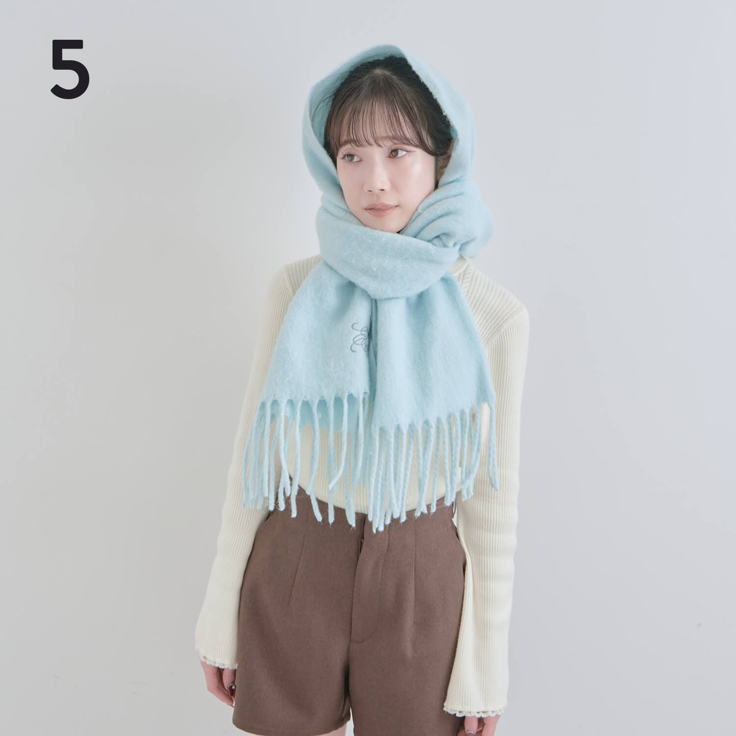 5）形を整えたら完成|マフラー巻き方