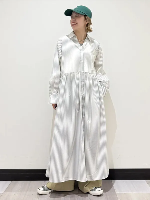 ワイドパンツの重ね着でグッとこなれるシャツワンピースコーデ | 春 夏 ワンピース コーデ