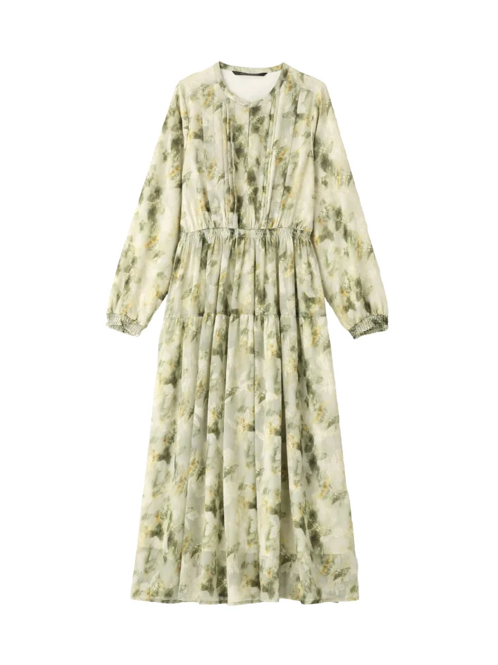 ぼかしフラワー柄ワンピース