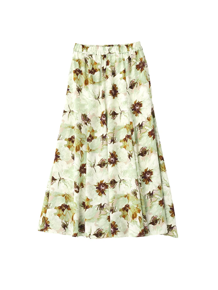 水彩フラワー柄マーメイドスカート