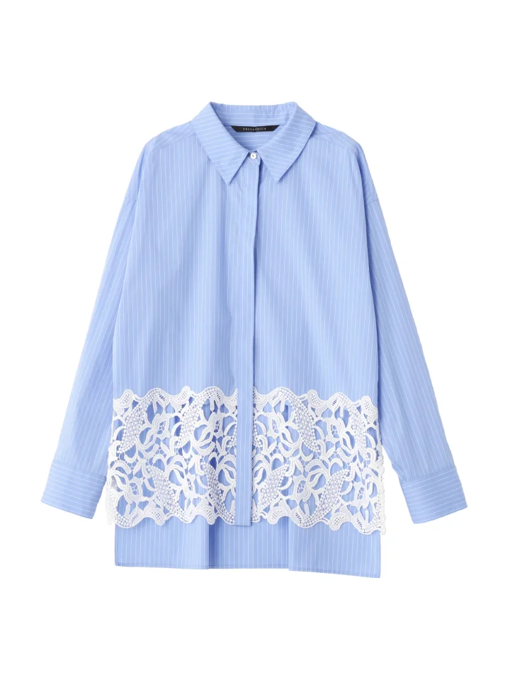 レースヘムロングシャツ