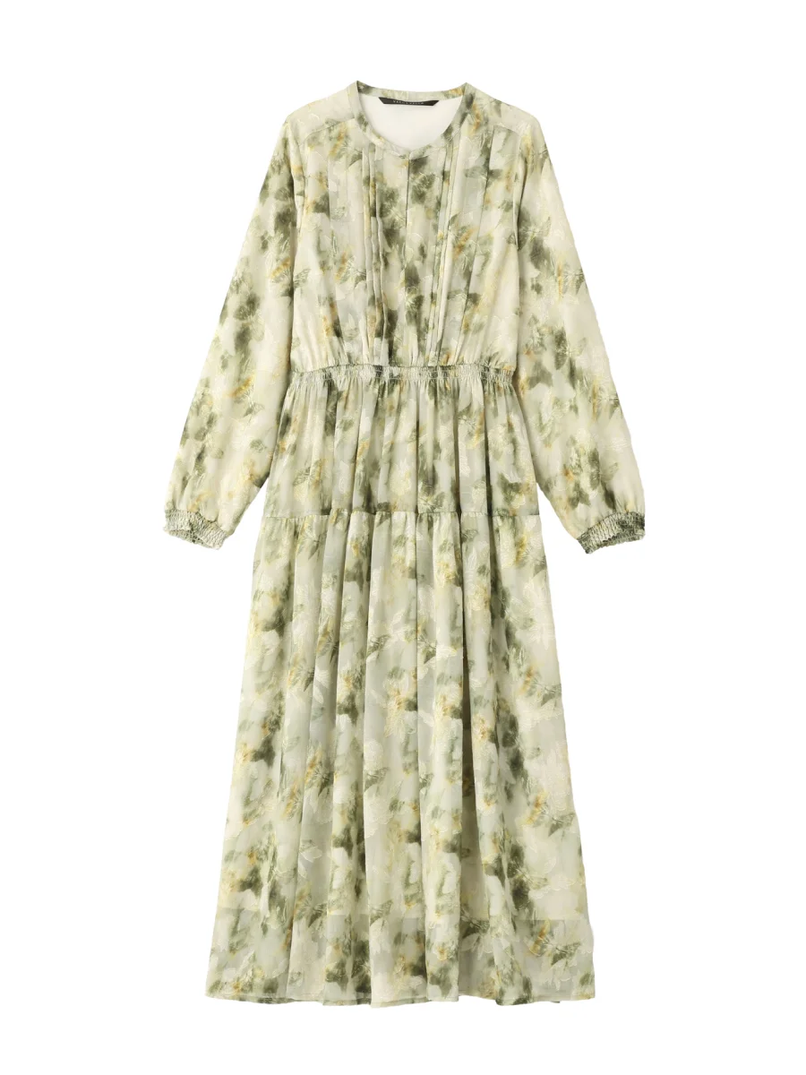 ぼかしフラワー柄ワンピース