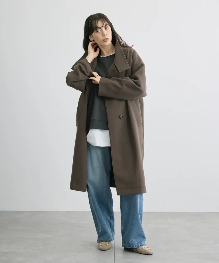中空糸スタンドカラーロングコート|PRE ORDER 10%OFF Campaign
