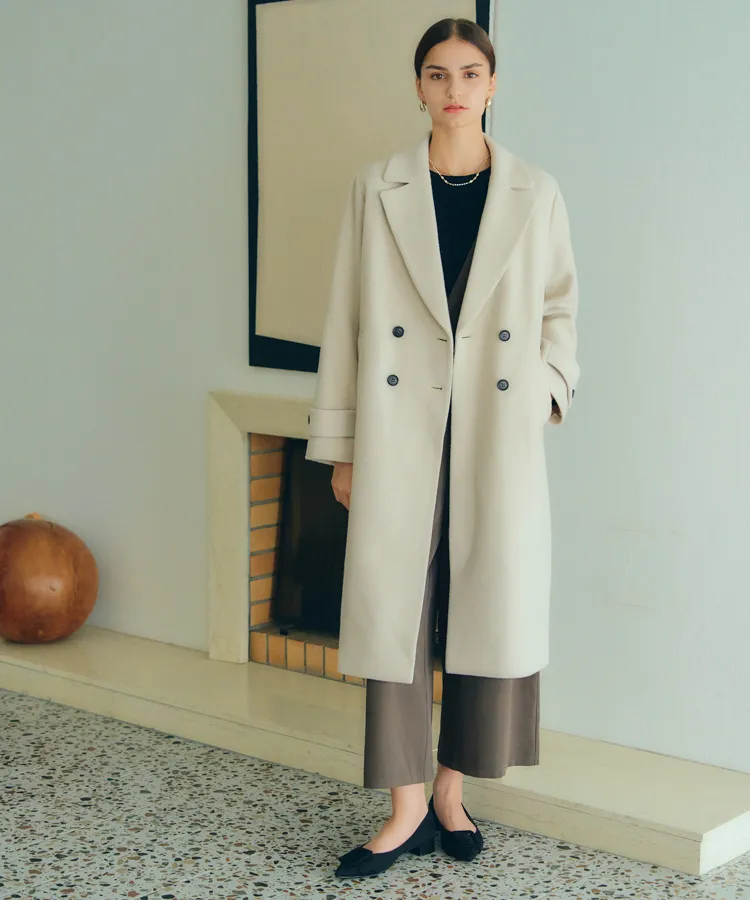 ウール混ロングダブルコート | PRE ORDER 10%OFF Campaign