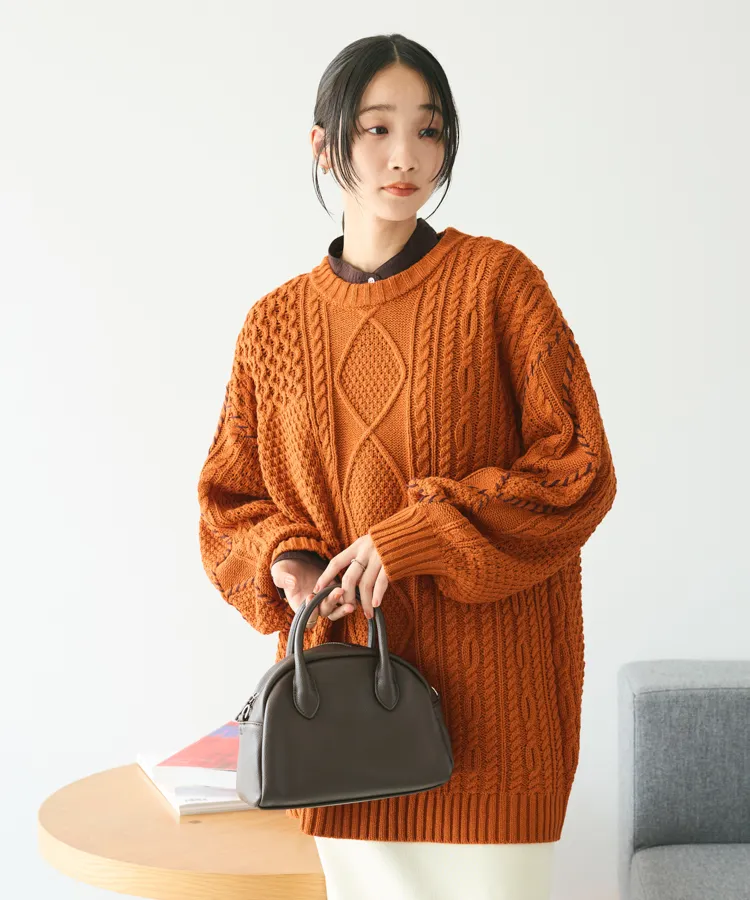 ハンドステッチケーブルニットチュニック | PRE ORDER 10%OFF Campaign