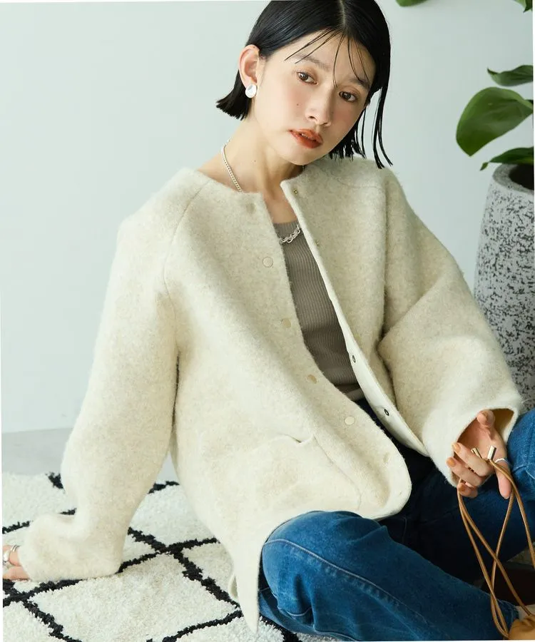 Wフェイスラグランニットコーディガン