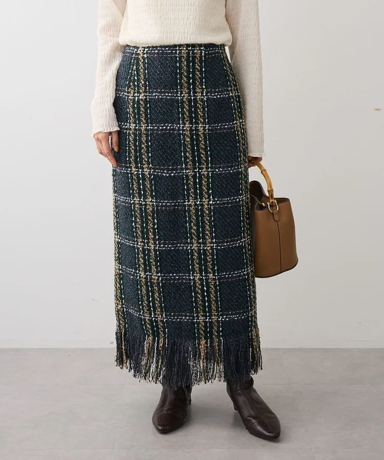 SUGAR SPOON チェックフリンジスカート