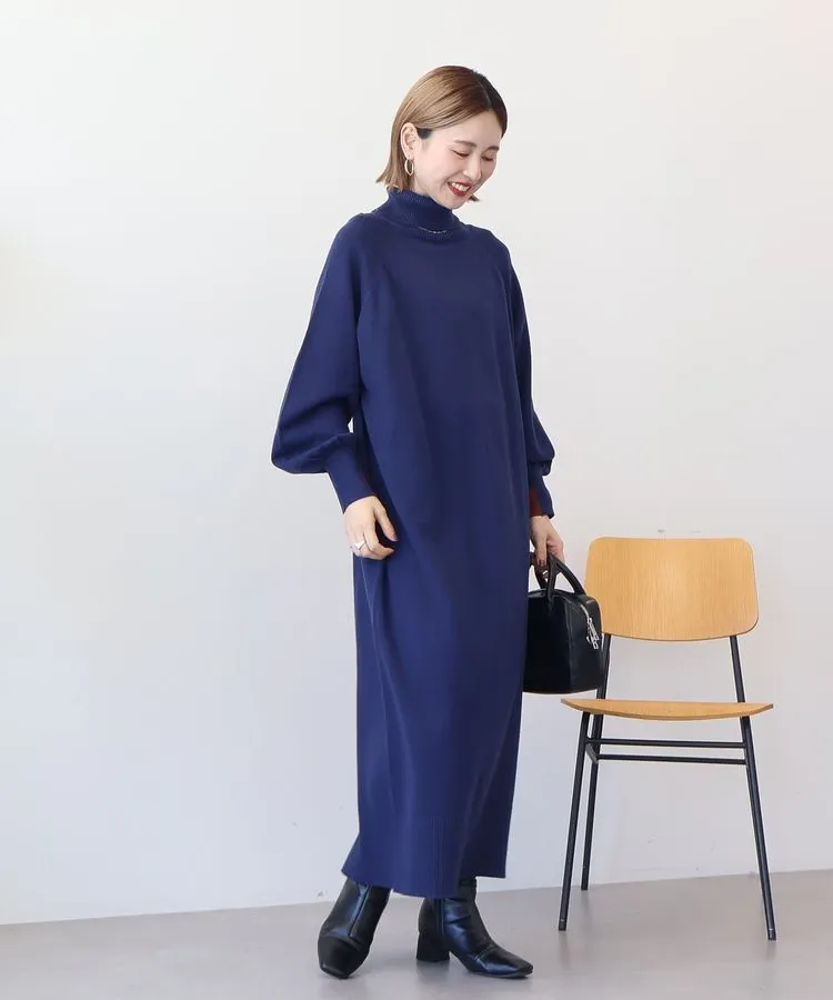 バイパチモックネックニットワンピース