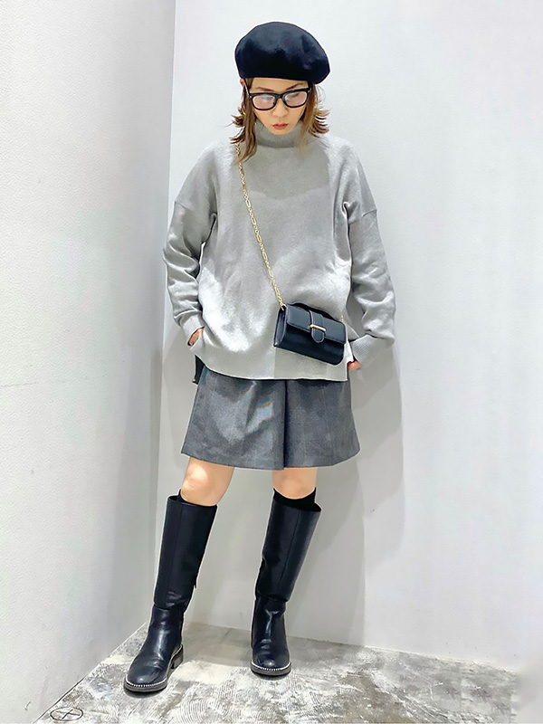 ワントーンでハーフパンツを大人に攻略|30代 冬 コーデ