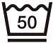 50℃を限度とし、洗濯機で弱い洗濯ができる
