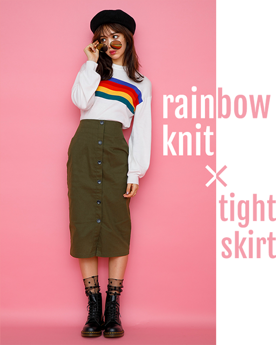 rainbow knit×tight skirt NiCORON Debut!!