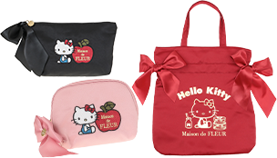 Hello Kittyコラボ ダブルリボントートバッグ / Hello Kittyコラボポーチ / Hello Kittyコラボ ラウンドポーチ