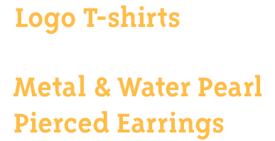 Logo T-shirts + Metal & Water Pearl Pierced Earrings